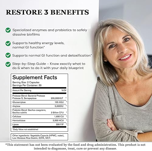 Native Formulas Proteolytic Enzyme & Probiotic Blend Supplement - 60 Capsules - Biofilm Disruption for GI Health