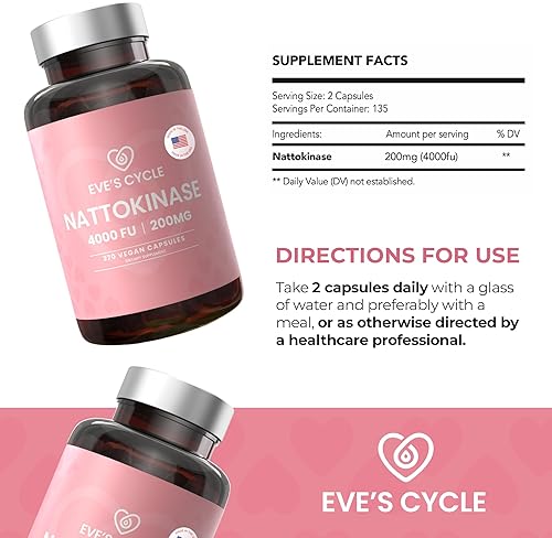 Eve's Cycle Premium Japanese Nattokinase Supplement - 270 Vegan Capsules - Organic, Non-GMO - Made in USA