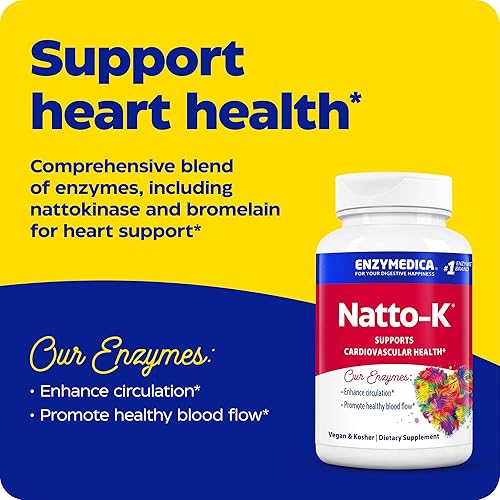 Enzymedica Natto-K Nattokinase Supplement for Heart Health, 30 Capsules