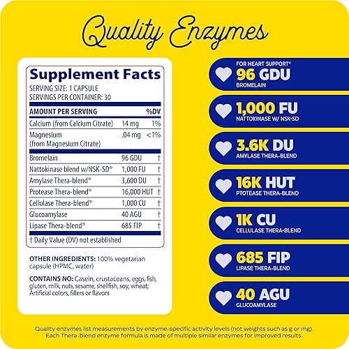 Enzymedica Natto-K Nattokinase Supplement for Heart Health, 30 Capsules