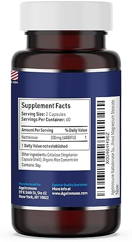 Nattokinase Enzyme Supplement 4000 FU 200mg - Cardiovascular Support - 120 Capsules
