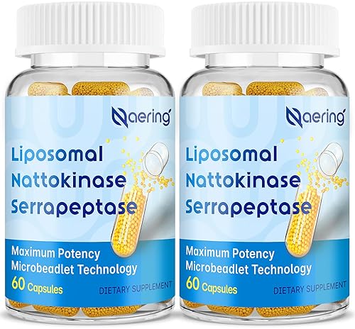 Naering Enzyme Supplement with Nattokinase & Serrapeptase - Supports Circulatory, Gut Health - 60 Capsules (2 Bottles)