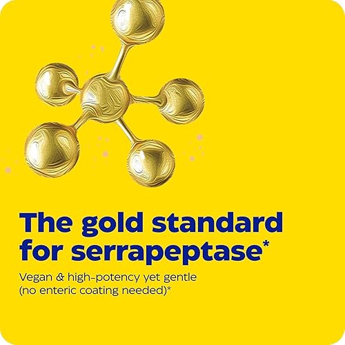 Enzymedica SerraGold Enzyme Supplement - Supports Respiratory, Heart & Immune Health - 60 Count
