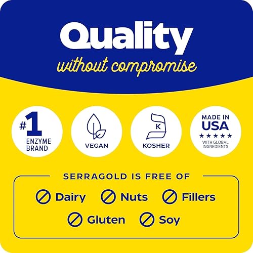 Enzymedica SerraGold Enzyme Supplement - Supports Respiratory, Heart & Immune Health - 60 Count
