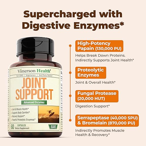 Vimerson Health Proteolytic Enzyme Joint Support Supplement for Digestion & Recovery - 60 Capsules