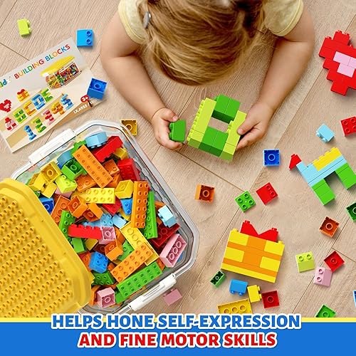 Burgkidz 150-Piece Jumbo Building Blocks Set with Storage Box - STEM Educational Toys for Toddlers 3+ Years
