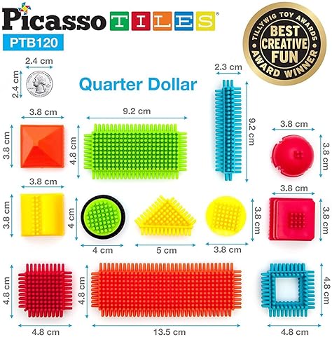 PicassoTiles 120-Piece Hedgehog Building Blocks Toy Set for Kids Age 3+ - Educational STEAM Development Playset