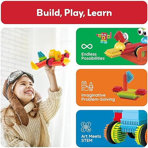 PicassoTiles 120-Piece Hedgehog Building Blocks Toy Set for Kids Age 3+ - Educational STEAM Development Playset
