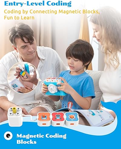 WhalesBot A1 Coding Toy for Kids | Building Block Robot | STEM Toy with Magnetic Controller | Screen-Free Coding | Ages 3-6