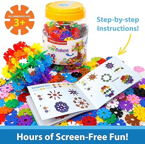 VIAHART Brain Flakes 500-Piece Set for Creative Building and STEM Learning - Ideal for Kids, Teens, and Adults