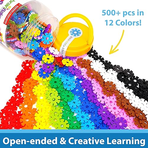 VIAHART Brain Flakes 500-Piece Set for Creative Building and STEM Learning - Ideal for Kids, Teens, and Adults