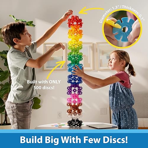 VIAHART Brain Flakes 500-Piece Set for Creative Building and STEM Learning - Ideal for Kids, Teens, and Adults