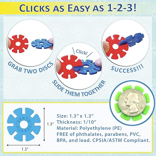 VIAHART Brain Flakes 500-Piece Set for Creative Building and STEM Learning - Ideal for Kids, Teens, and Adults