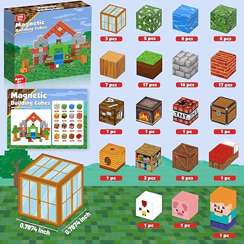 Goodyking Magnetic Building Blocks Set | 100-Piece STEM Toy for Ages 3-10, Montessori Stacking Game, Sensory Tiles, Kids Construction Toy