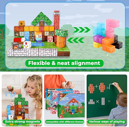 Goodyking Magnetic Building Blocks Set | 100-Piece STEM Toy for Ages 3-10, Montessori Stacking Game, Sensory Tiles, Kids Construction Toy