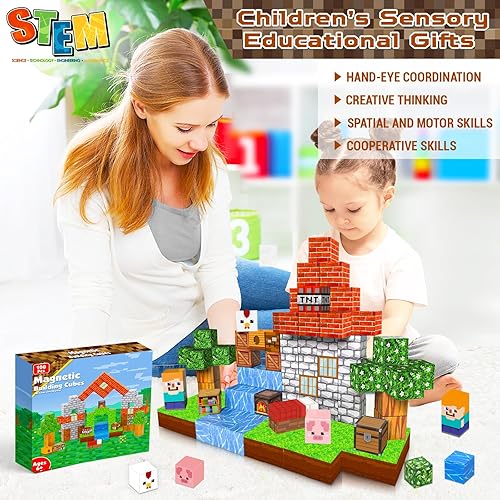 Goodyking Magnetic Building Blocks Set | 100-Piece STEM Toy for Ages 3-10, Montessori Stacking Game, Sensory Tiles, Kids Construction Toy