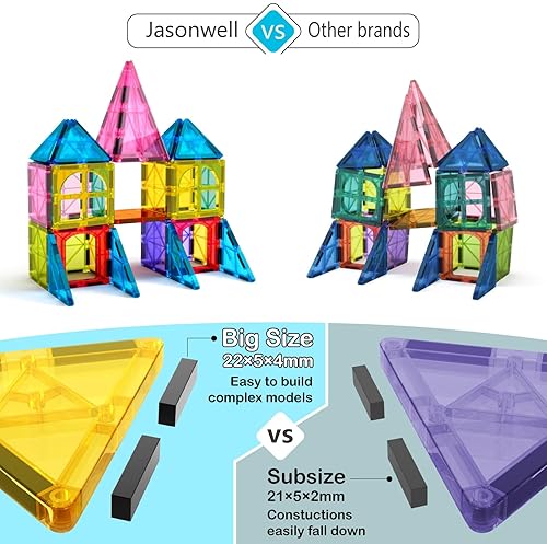 Jiaxin Jasonwell Magnetic Tiles Building Blocks Set | Educational STEM Toy for Kids 3-10 Years | Gift Idea