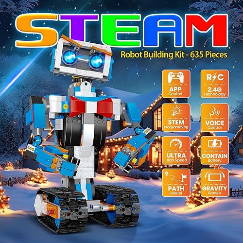 GUANGDONG STEM Robot Building Toy for Kids 8-12, App Control, Rechargeable, 635pcs