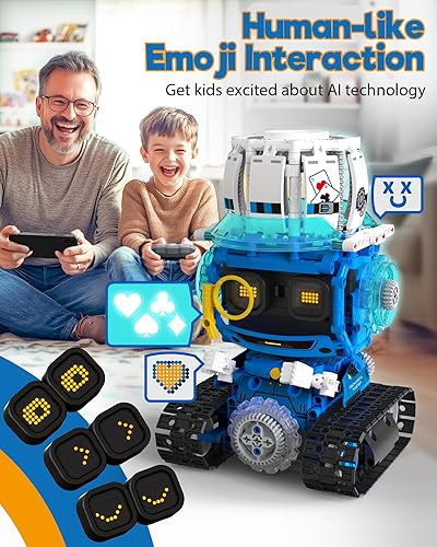Opmind STEM Robot Building Toy Set for Boys 8-13, 494PCS Remote & App Control, Educational Coding DIY Toy, Sound & Light Science Kit, Gift 10-12