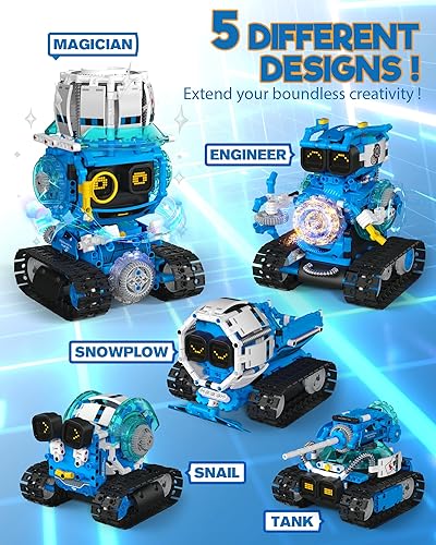 Opmind STEM Robot Building Toy Set for Boys 8-13, 494PCS Remote & App Control, Educational Coding DIY Toy, Sound & Light Science Kit, Gift 10-12