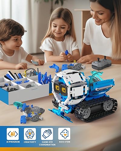 Opmind STEM Robot Building Toy Set for Boys 8-13, 494PCS Remote & App Control, Educational Coding DIY Toy, Sound & Light Science Kit, Gift 10-12
