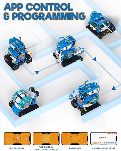 Opmind STEM Robot Building Toy Set for Boys 8-13, 494PCS Remote & App Control, Educational Coding DIY Toy, Sound & Light Science Kit, Gift 10-12