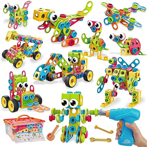 Basytodio 199-Piece STEM Building Blocks Toy Set for Ages 3-8, Educational Gift for Boys and Girls, Construction Games