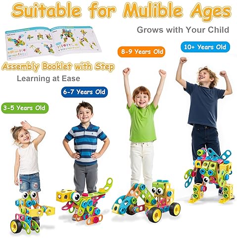 Basytodio 199-Piece STEM Building Blocks Toy Set for Ages 3-8, Educational Gift for Boys and Girls, Construction Games