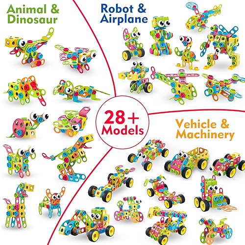 Basytodio 199-Piece STEM Building Blocks Toy Set for Ages 3-8, Educational Gift for Boys and Girls, Construction Games