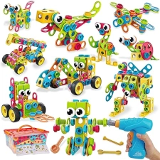 Basytodio 199-Piece STEM Building Blocks Toy Set for Ages 3-8, Educational Gift for Boys and Girls, Construction Games