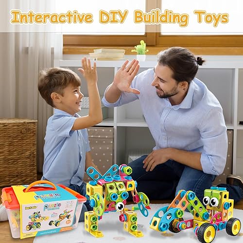 Basytodio 199-Piece STEM Building Blocks Toy Set for Ages 3-8, Educational Gift for Boys and Girls, Construction Games