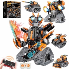 TOBSABPX 5in1 STEM Robot Building Kit for Kids 6-14 - Remote & APP Controlled Tank Bulldozer - 689PCS
