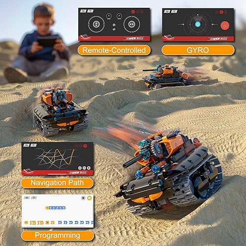 TOBSABPX 5in1 STEM Robot Building Kit for Kids 6-14 - Remote & APP Controlled Tank Bulldozer - 689PCS