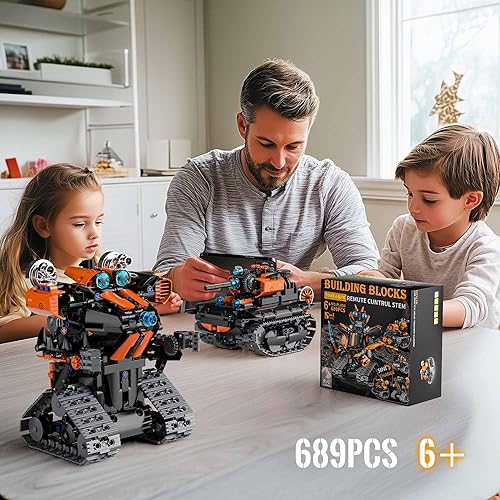 TOBSABPX 5in1 STEM Robot Building Kit for Kids 6-14 - Remote & APP Controlled Tank Bulldozer - 689PCS