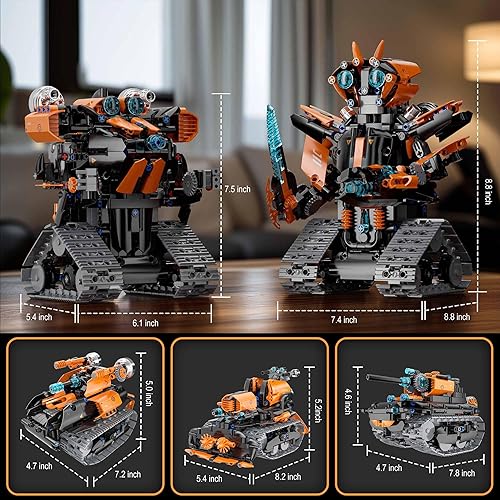 TOBSABPX 5in1 STEM Robot Building Kit for Kids 6-14 - Remote & APP Controlled Tank Bulldozer - 689PCS