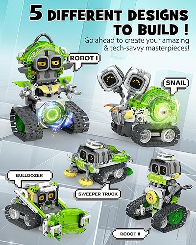 Opmind STEM AI Robot Building Set | 5in1, 478Pcs | Coding Educational Toy for Kids 6-12 | Remote Control"