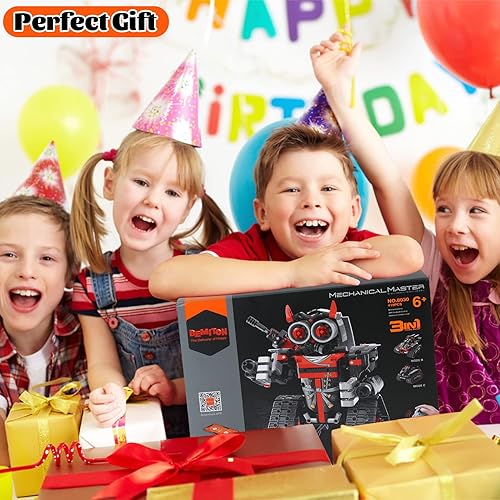 BEMITON STEM Robot Building Toy with Remote Control Car Coding Set - Educational Robotics Kit for Kids 6-12