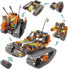 Opmind STEM Remote Control Building Kit: 5-in-1 Erector Projects Set, 392Pcs Blocks, Ages 8-12, Tank/Robot/AVT DIY Science Toy