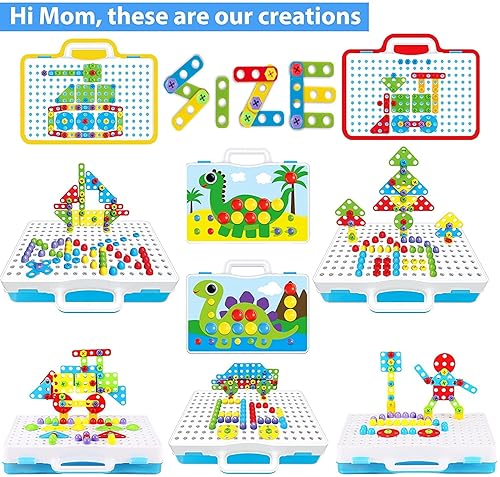 Parhlen 244-Piece Electric Screwdriver DIY Educational Building Blocks Toy for Kids 4-10 Years