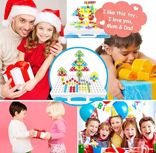 Parhlen 244-Piece Electric Screwdriver DIY Educational Building Blocks Toy for Kids 4-10 Years