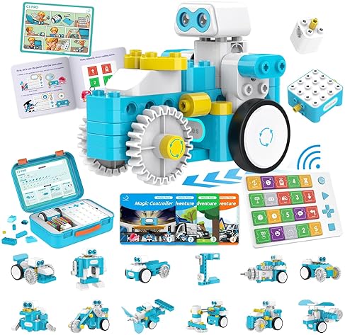 WhalesBot C3 Pro 12-in-1 Coding Robot Kit for Kids 4-7, STEM Toy with Remote Control, Smart Panel, Educational Blocks