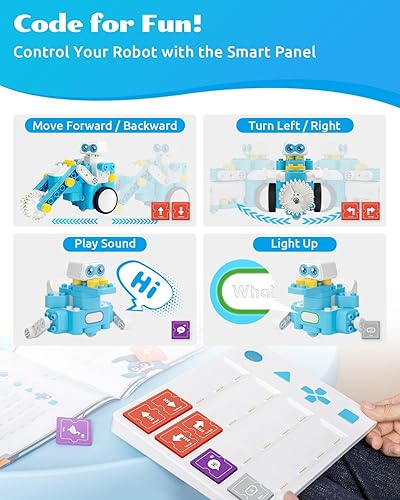 WhalesBot C3 Pro 12-in-1 Coding Robot Kit for Kids 4-7, STEM Toy with Remote Control, Smart Panel, Educational Blocks