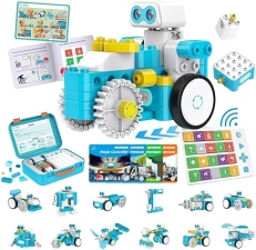 WhalesBot C3 Pro 12-in-1 Coding Robot Kit for Kids 4-7, STEM Toy with Remote Control, Smart Panel, Educational Blocks
