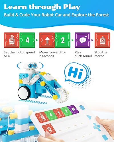 WhalesBot C3 Pro 12-in-1 Coding Robot Kit for Kids 4-7, STEM Toy with Remote Control, Smart Panel, Educational Blocks