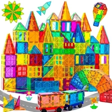 COSSY 120Pcs Magnetic Tiles Building Blocks Set for Kids 3+ with Strong Magnets