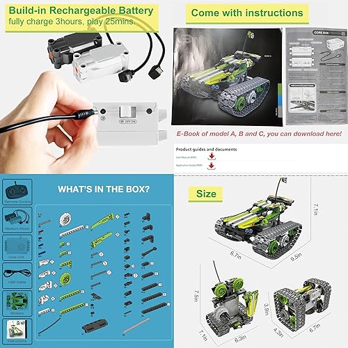 QİHUİ BIRANCO Remote Control Stunt Racer Building Kit - RC Car STEM Toy for Kids 8-12 Years (353 Pcs)