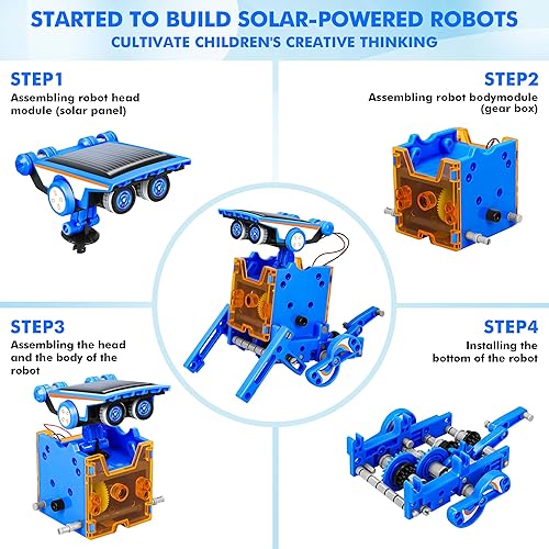 Bottleboom STEM 13-in-1 Solar Power Robotics Toy Kit for Boys 8-12 Years - Educational Science Building Set for Kids