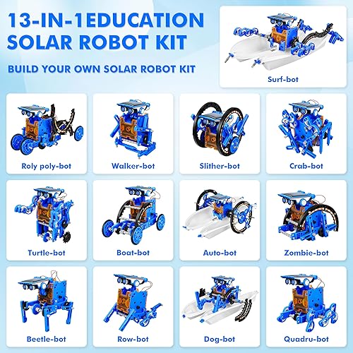 Bottleboom STEM 13-in-1 Solar Power Robotics Toy Kit for Boys 8-12 Years - Educational Science Building Set for Kids