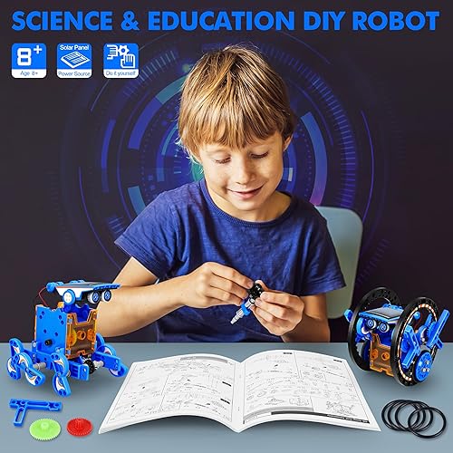 Bottleboom STEM 13-in-1 Solar Power Robotics Toy Kit for Boys 8-12 Years - Educational Science Building Set for Kids