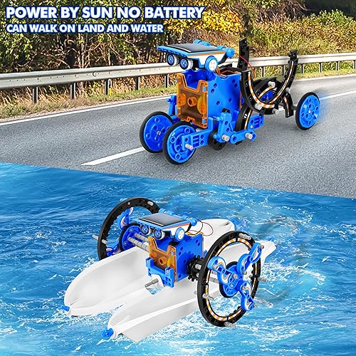 Bottleboom STEM 13-in-1 Solar Power Robotics Toy Kit for Boys 8-12 Years - Educational Science Building Set for Kids